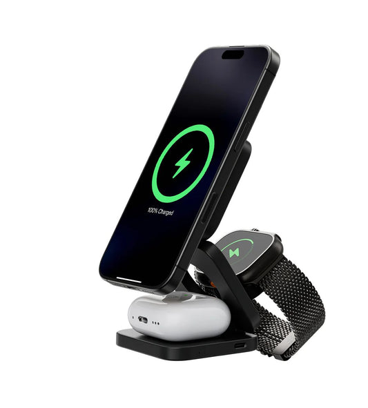 Chargeur Magnetique Sans Fil Pliable 3 en 1